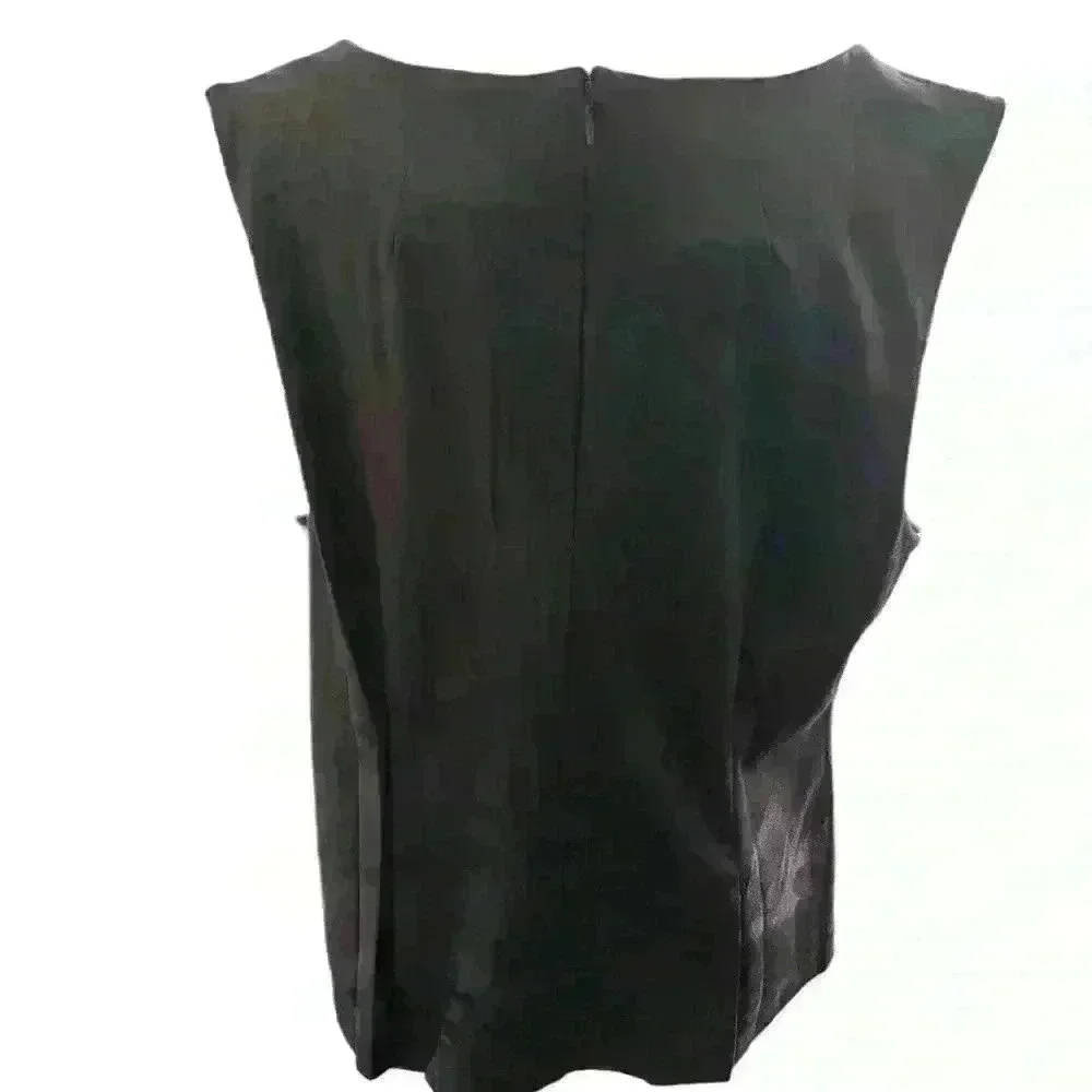 NWT Banana Republic Faux Suede Sleeveless Top XL - Dark Brown, Stretch Fabric - Picture 2 of 4